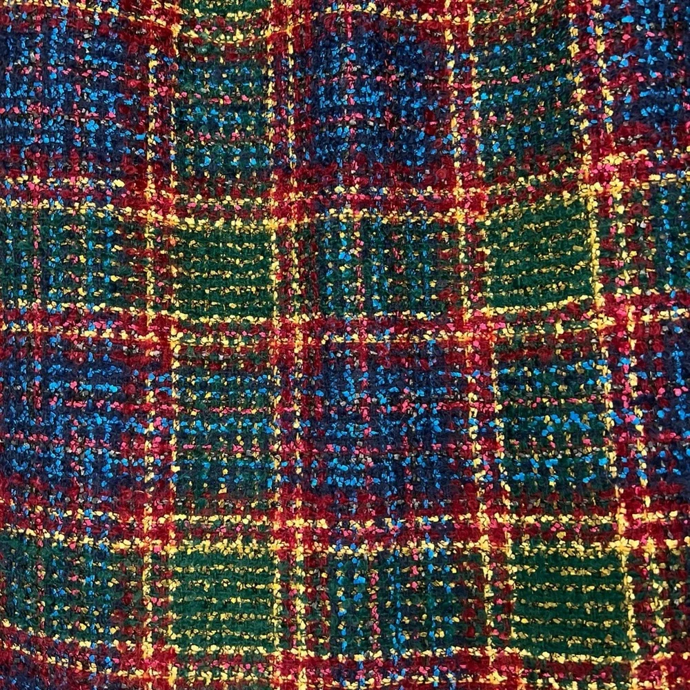 Vintage Terry Made in‎ France Plaid With Metallic Gold Tweed Pencil Skirt - Picture 2 of 6